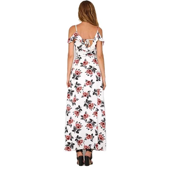 Floral Print Cold Off Shoulder Bohemian Maxi Dress - Picture 4 of 5